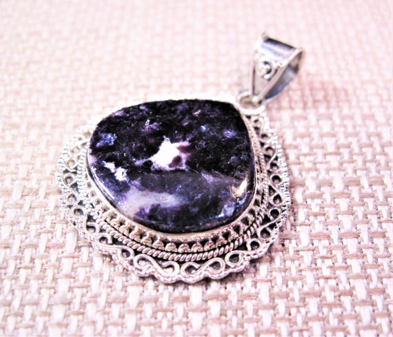 Sterling Silver Sugilite Pendant, Fancy 925 Sterl… - image 2