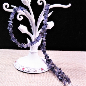 Sterling Raw Iolite Necklace, Gorgeous 18" Sterling Silver 55cttw Raw Iolite Necklace