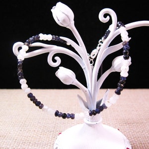 Silver Iolite & Moonstone Anklet, Gorgeous 925 Sterling Silver 25cttw Hand Cut Facetted Iolite and Moonstone Anklet Ankle Bracelet