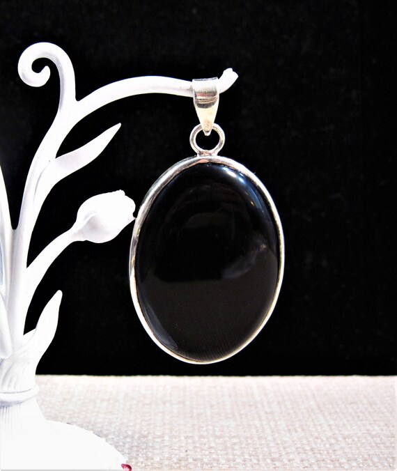 Large Sterling Onyx Pendant, Gorgeous, Large Class