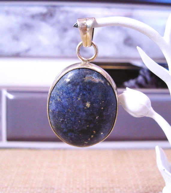 Sterling Silver Lapis Pendant, Gorgeous 925 Sterli