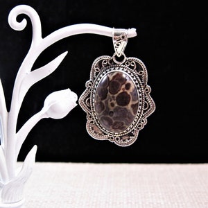 Silver Ocean Jasper Pendant, Fancy 925 Sterling Silver Ocean Jasper Pendant