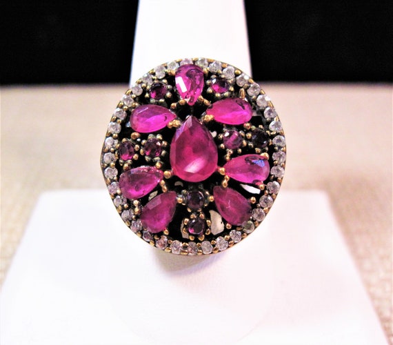 Turkish Ruby Ring sz10, Vintage Turkish Handmade … - image 1