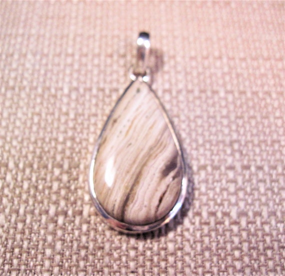 Sterling Brown Agate Pendant, Gorgeous Vintage 92… - image 3