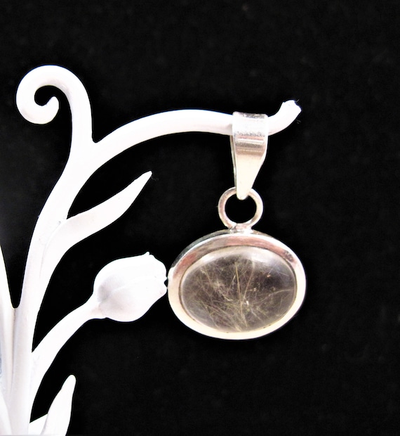 Sterling Rutilated Quartz Pendant, Gorgeous Vintag