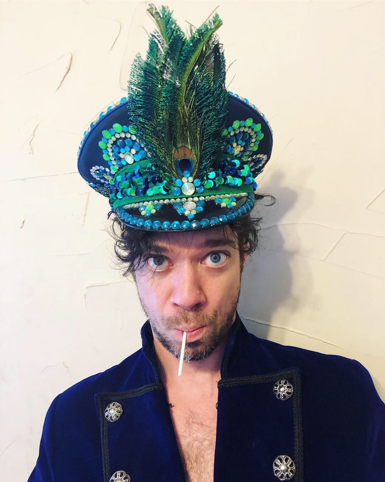 ONE OF A KIND Captain Hat. Marching Band Hat. Bedazzled Hat. Glow in