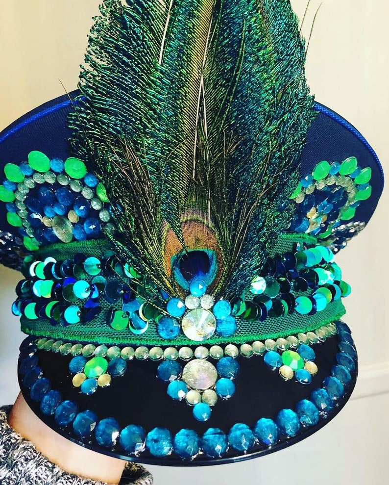 ONE OF A KIND Captain Hat. Marching Band Hat. Bedazzled Hat. Glow in