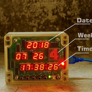 Multi function digital tube 14 LED dot matrix electronic clock diy kit soldering kit electric image 2