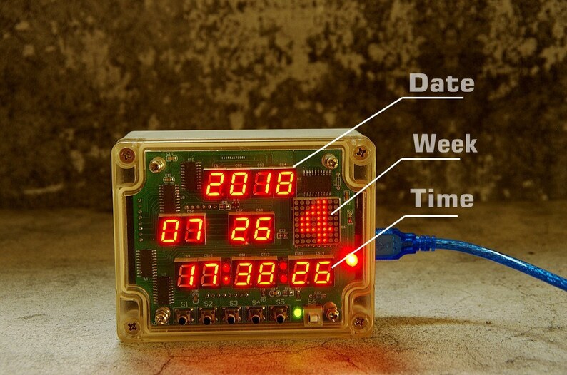 Multi function digital tube 14 LED dot matrix electronic clock diy kit soldering kit electric image 2