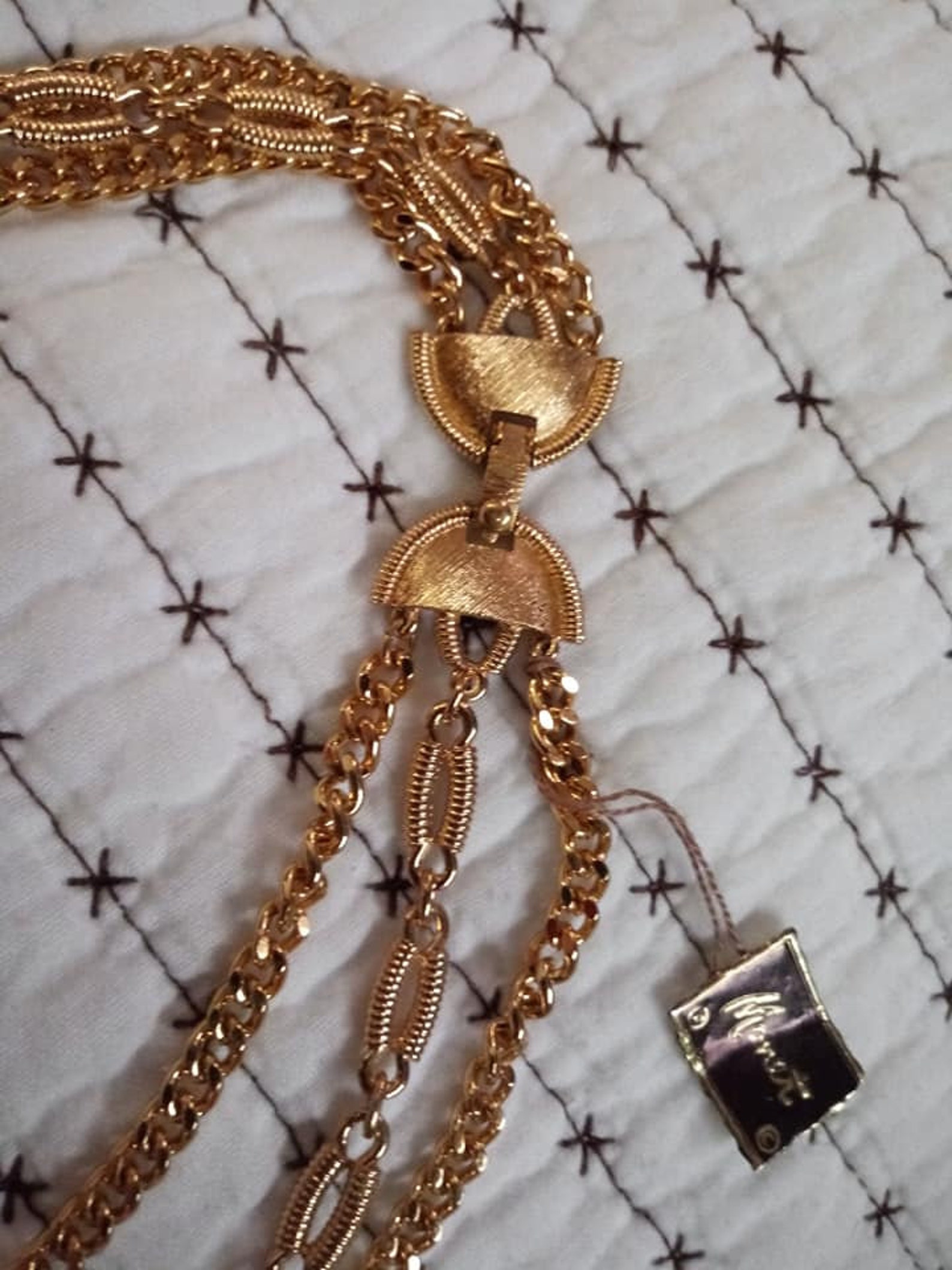 Vintage triple gold tone 30 inch necklace w/tag Etsy