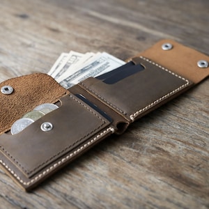 MENS LEATHER WALLET, Handmade Wallet with Coin Pocket, Leather Bifold Wallet, Card Holder, Credit Card Wallet, Leather Wallet, Wallet 038 image 3