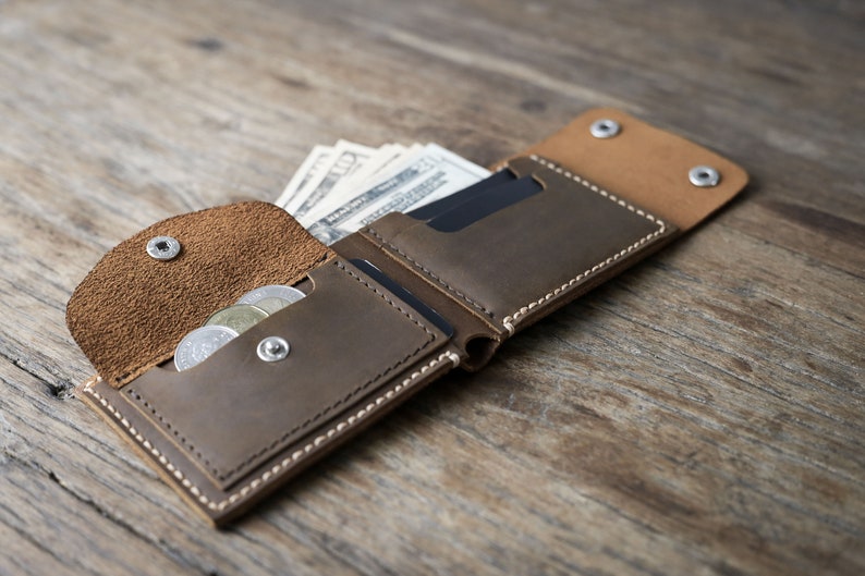 MENS LEATHER WALLET, Handmade Wallet with Coin Pocket, Leather Bifold Wallet, Card Holder, Credit Card Wallet, Leather Wallet, Wallet 038 image 3
