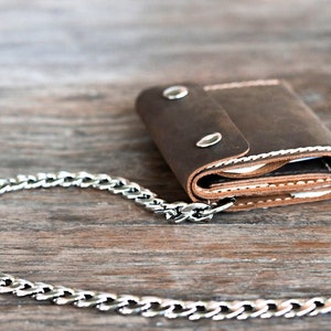 Mens Trifold Chain Wallet, Biker Trifold Wallet, Mens Leather Biker Wallet, Trifold Chain Wallets, Mens Wallet, JooJoobs Mens Wallets 037 image 2