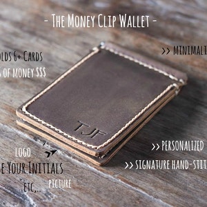 Money Clip Wallet, Leather Money Clip Wallet, Personalized Money Clip Wallet, Minimalist Mens Leather Wallet with Money Clip, JooJoobs 018 image 3