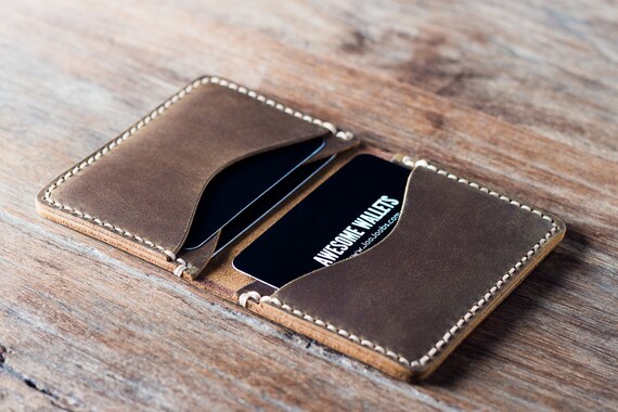  Leather Folded Card Wallet - Handmade Card Holder, folded card  wallet, Slim wallets for men, Card Sleeve, credit card holder, Minimalist  slim card wallet, Business card #Whiskey Brown : Handmade Products