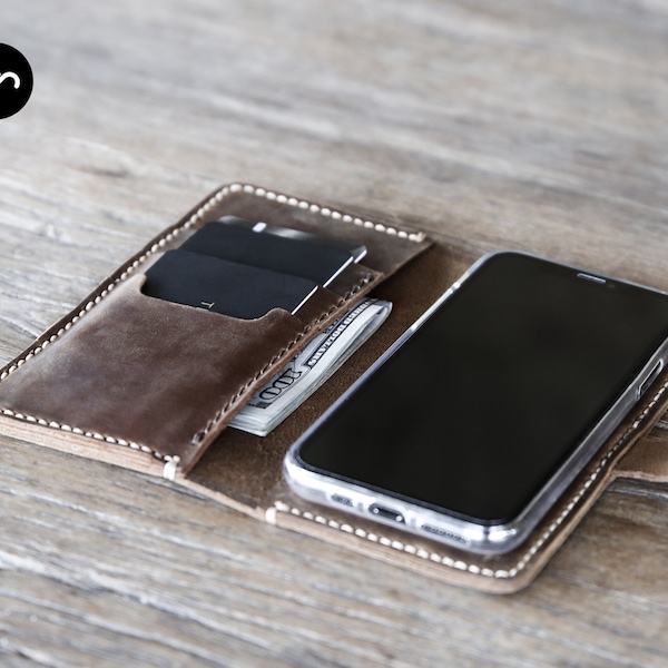 iPhone 12 Wallet Case with closure, PERSONALIZED Leather iPhone Case, Leather iPhone Case, Personalized iPhone - PICK your iPhone below #056