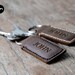 2 Personalized Custom Leather Keychains, SET of 2 Leather Keychain Fobs, His and Hers, Stocking Stuffers, Wedding Favors,Need Bulk? Convo Me