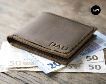Euro Wallet, PERSONALIZED Mens Leather Bifold Wallet, Fits Euro, UK and HK Currency, Mens Leather Euro Wallet #027