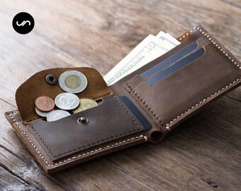 leather wallet with coin pouch