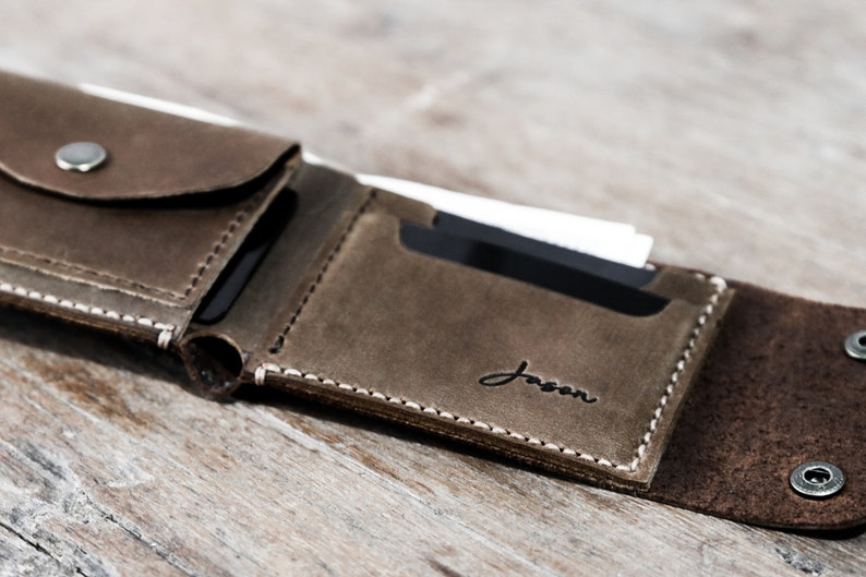 MENS WALLET With COIN Pocket Leather Wallet Personalized Etsy