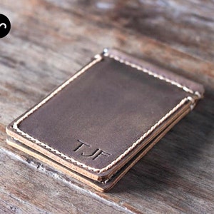 Money Clip Wallet, Leather Money Clip Wallet, Personalized Money Clip Wallet, Minimalist Mens Leather Wallet with Money Clip, JooJoobs 018 image 1