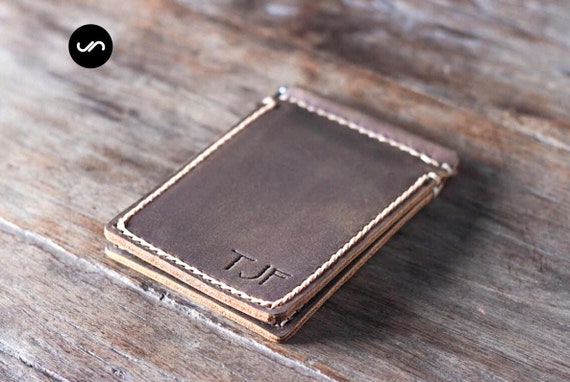 Leather Money Clip Wallet PERSONALIZED Wallet Money Clip 