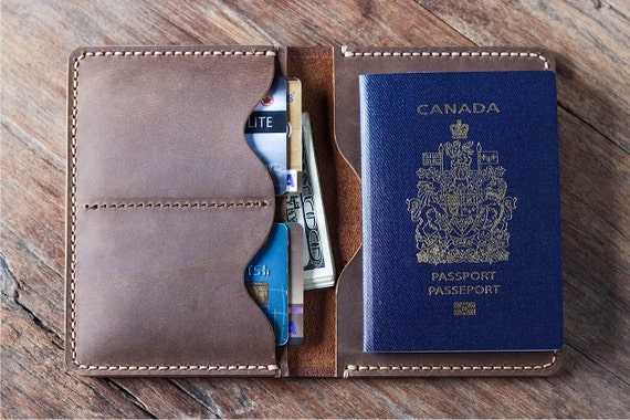 Tassen & portemonnees Bagage & Reizen Paspoorthoezen Gepersonaliseerde minimalistische kaart en paspoortportemonnee met sluiting 