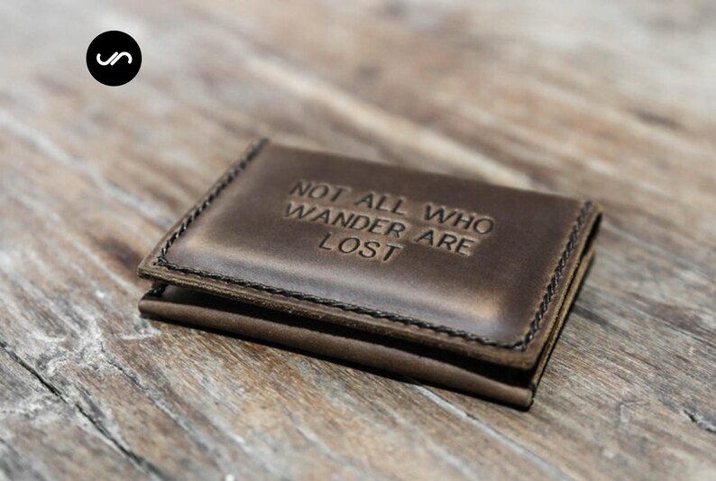 Not All Who Wander Are Lost Wallet  --- Handmade Leather Wallet by JooJoobs - Listing 036 