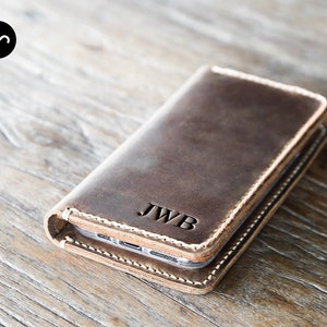 iPhone Wallet Case, PERSONALIZED Leather iPhone Case, Leather iPhone Case, Gifts, Personalized iPhone PICK your iPhone below 055 image 1