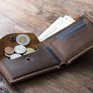 Mens Coin Pocket Wallet, Mens Wallet, Mens Leather Coin Pocket Wallet ...