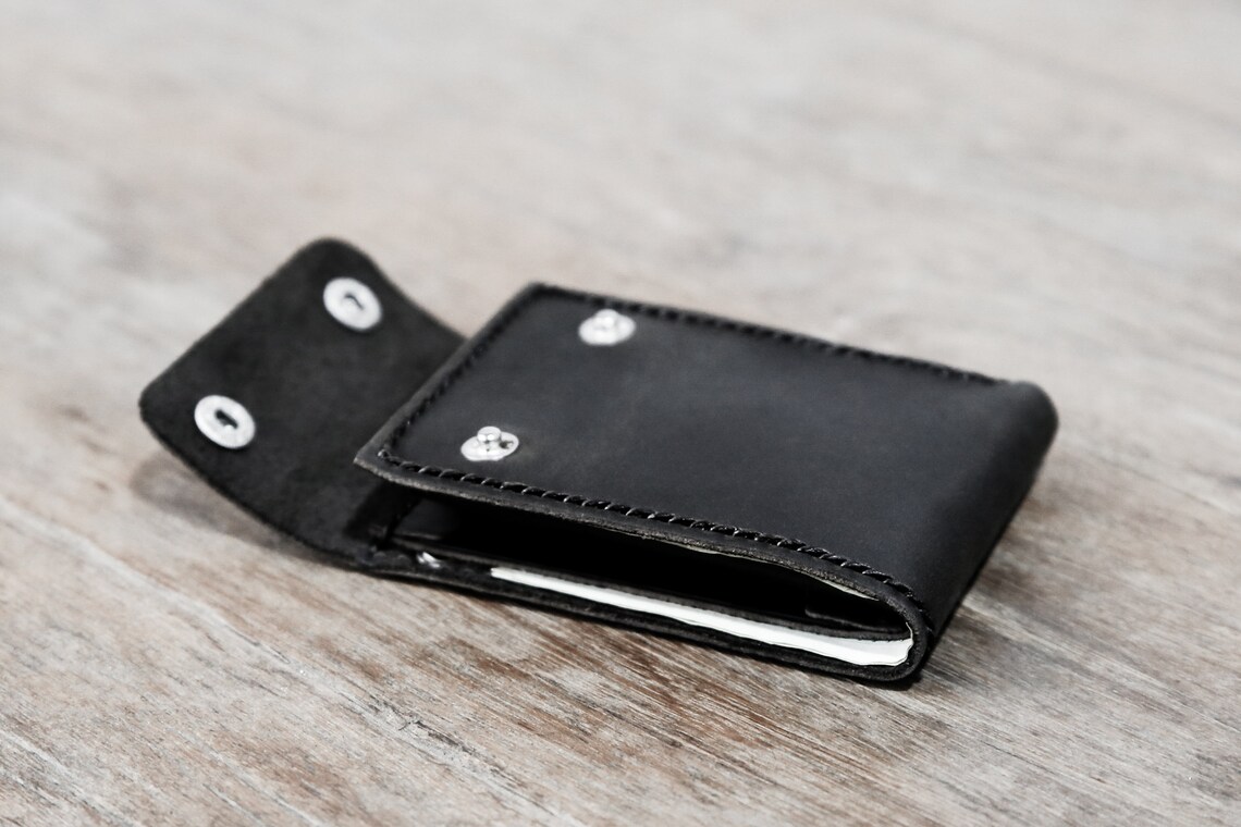 MENS WALLET SNAP Closure Leather Mens Wallet Handmade Snap Etsy
