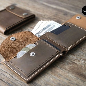 MENS LEATHER WALLET, Handmade Wallet with Coin Pocket, Leather Bifold Wallet, Card Holder, Credit Card Wallet, Leather Wallet, Wallet 038 image 1