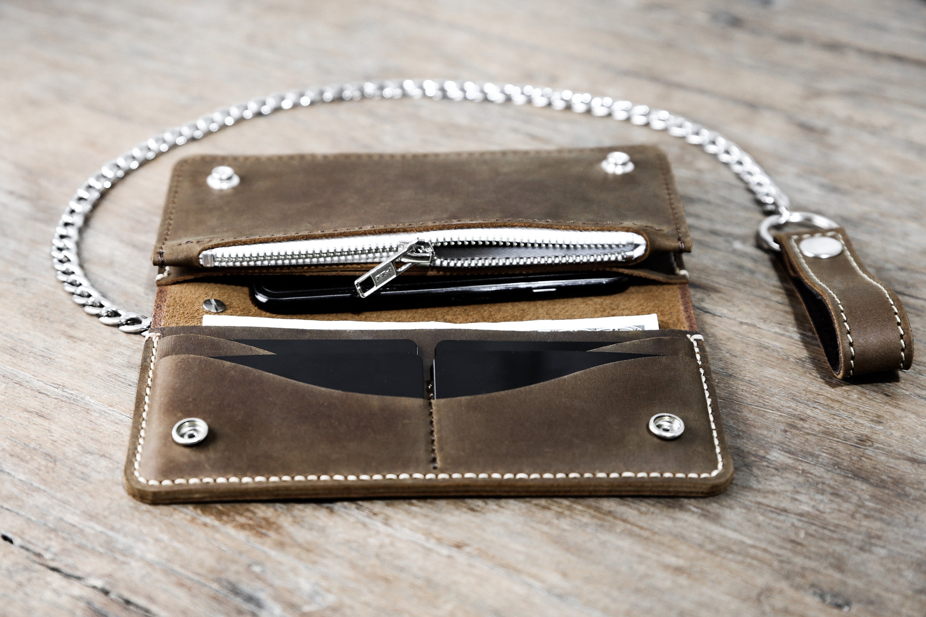 PERSONALIZED Biker Chain Wallet, Leather Biker Chain Wallet