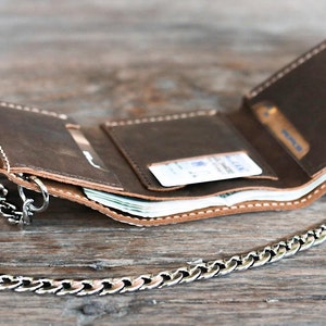 Mens Trifold Chain Wallet, Biker Trifold Wallet, Mens Leather Biker Wallet, Trifold Chain Wallets, Mens Wallet, JooJoobs Mens Wallets 037 image 4