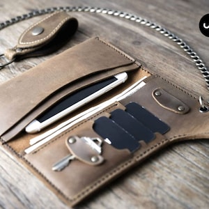 Handmade Leather Long Wallet Biker Wallet Chain Wallet