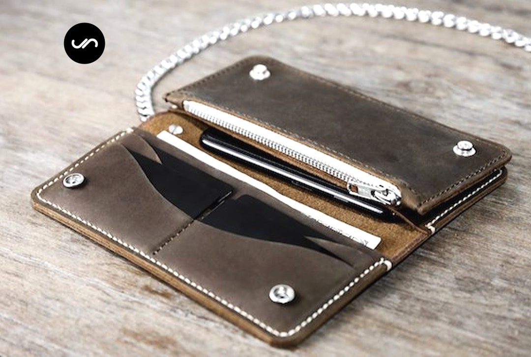 RRL Leather Chain Wallet Black Over Brown - MILWORKS
