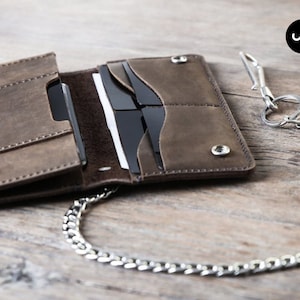 Billetera PERSONALIZADA, Billetera de cadena de motociclista de cuero, Billetera larga, Billetera de cadena personalizada, Billetera de motociclista de cuero PERSONALIZADA #053