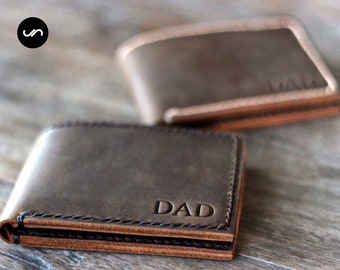 BIFOLD LEATHER WALLET, Billetera personalizada, Soporte de tarjeta de crédito de cuero, Billetera de cuero delgada, Billetera de cuero minimalista, Billetera de cuero para hombres