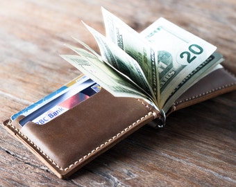 Money Clip Wallet, Cuero Money Clip Monedero, Hombres Cartera de Cuero, Carteras para él, Regalos para Hombres - Listado #028