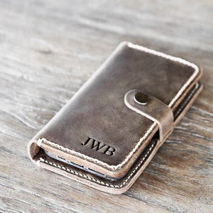 iPhone Wallet Case with closure, PERSONALIZED Leather iPhone Case, Leather iPhone Case, Personalized iPhone - PICK your iPhone below #056