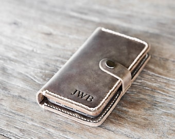 iPhone Wallet Case with closure, PERSONALIZED Leather iPhone Case, Leather iPhone Case, Personalized iPhone - PICK your iPhone below #056