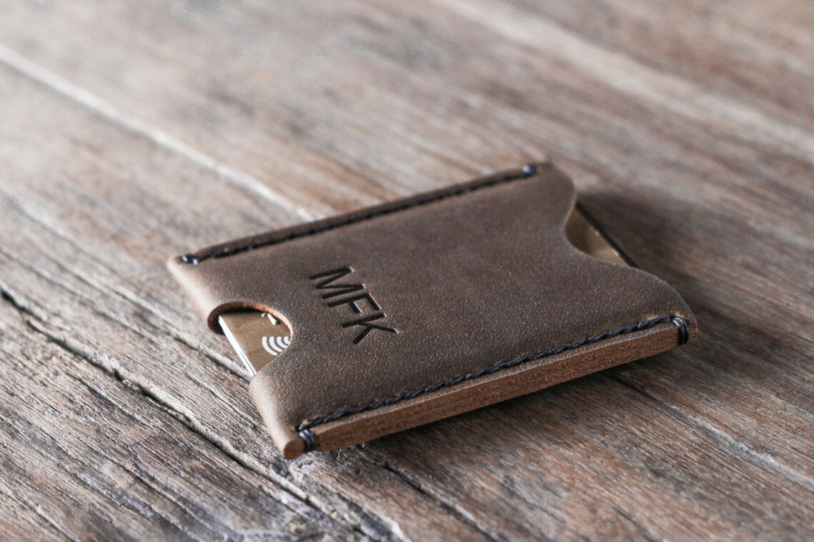 Business Card Case PERSONALIZED WALLET Minimalist Card Etsy