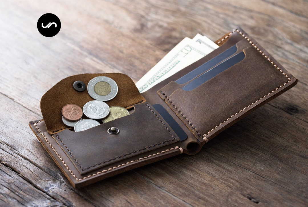 Leather wallet with coin purse deals