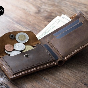 Cartera de cuero para hombre con bolsillo de moneda - todo apto para divisas - Resistente, rustic appeal - Listado [003]