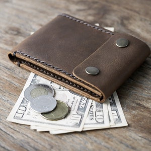 MENS LEATHER WALLET, Handmade Wallet with Coin Pocket, Leather Bifold Wallet, Card Holder, Credit Card Wallet, Leather Wallet, Wallet 038 image 9