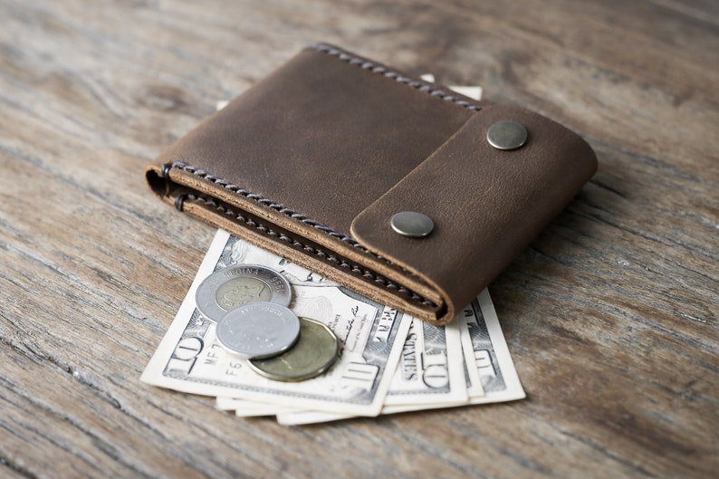 MENS LEATHER WALLET, Handmade Wallet with Coin Pocket, Leather Bifold Wallet, Card Holder, Credit Card Wallet, Leather Wallet, Wallet 038 image 9