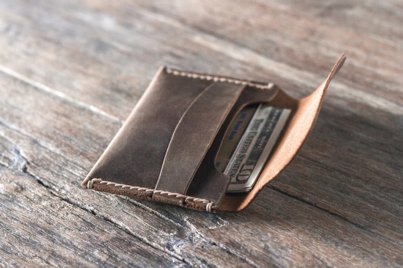 Leather Wallet PERSONALIZED Front Pocket Wallet Gift Ideas Etsy
