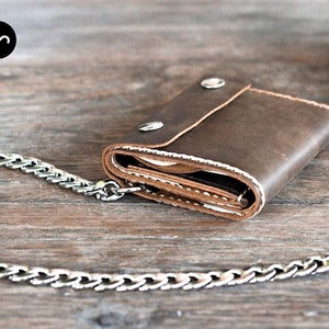 Mens Trifold Chain Wallet, Biker Trifold Wallet, Mens Leather Biker Wallet, Trifold Chain Wallets, Mens Wallet, JooJoobs Mens Wallets #037