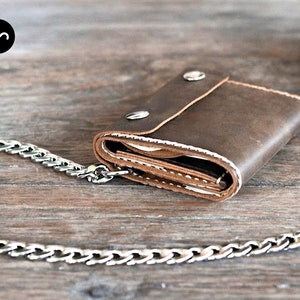 Mens Trifold Chain Wallet, Biker Trifold Wallet, Mens Leather Biker Wallet, Trifold Chain Wallets, Mens Wallet, JooJoobs Mens Wallets 037 image 1