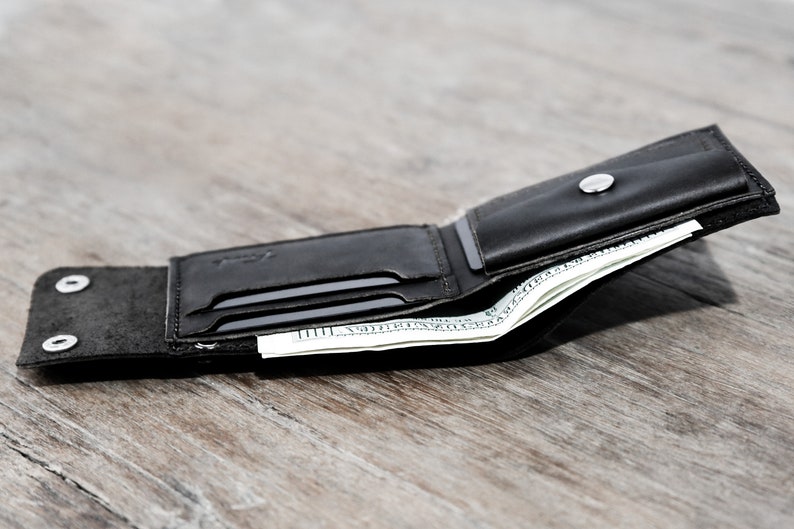 MENS WALLET SNAP Closure Leather Mens Wallet Handmade Snap Etsy